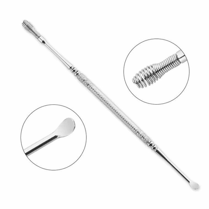 Korek Kuping Stainless Steel 3 in1 Ujung Spring Per Pembersih Telinga