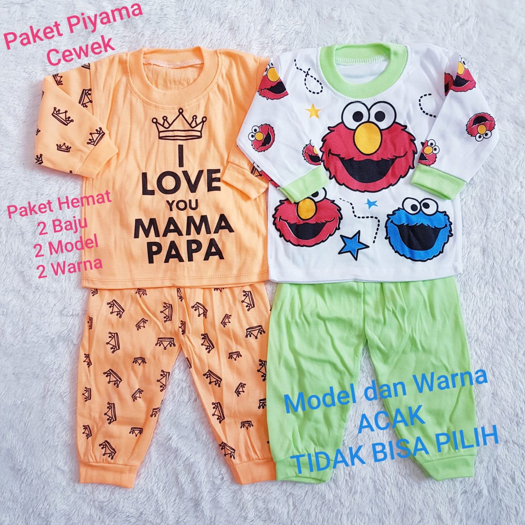 COD Paket Piyama Isi 2 Pcs Piyama Panjang Anak Cewek Baby Alicia