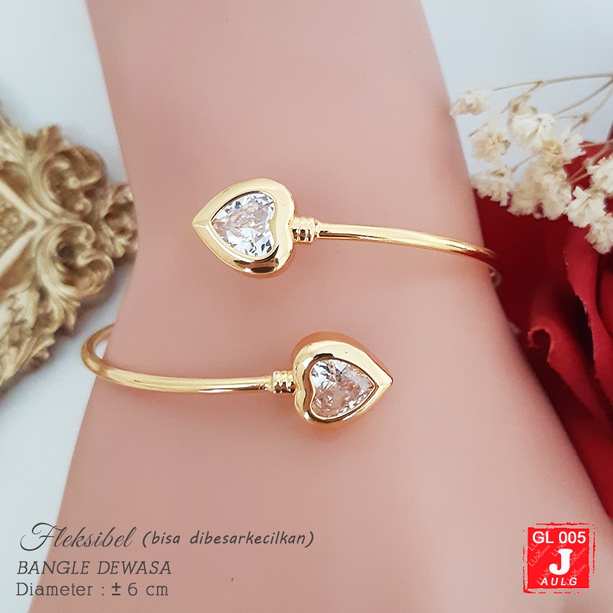 GL 005 GESER Gelang Bangle Dewasa Laris Perhiasan Set Xuping Lapis Emas Imitasi Gelang Bangkok Xuping Gelang Fleksiebl Bisa Dibesarkecilkan Gelang Big Size Gelang Jumbo Bisa dipakai Tangan Gemuk Besar Luxx Xuping-J. Dobel Love