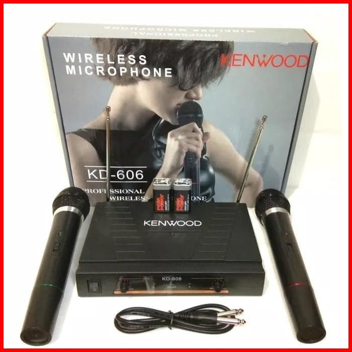 Mic Wireless Double Kenwood KD 606 Microphone / Mik Tanpa Kabel Suara mantap