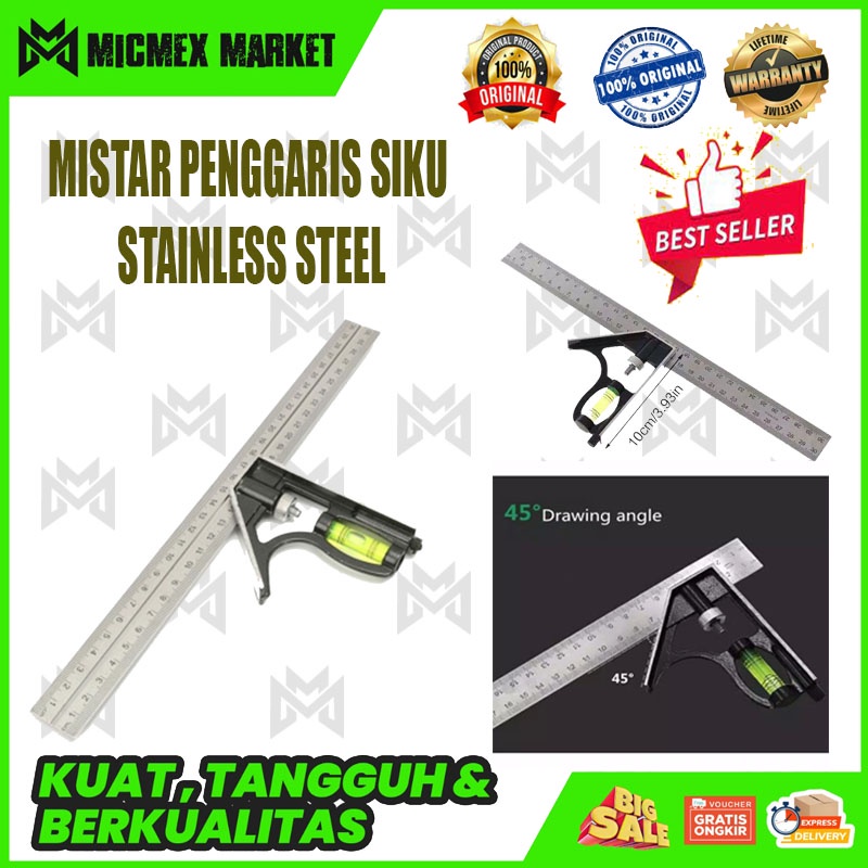 

[BEST QUALITY] MISTAR PENGGARIS SIKU STAINLESS STEEL