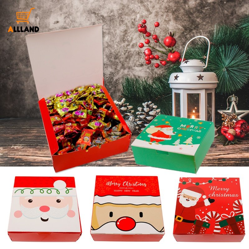 1pc Kotak Permen / Cokelat / Biskuit Bentuk Persegi Motif Kartun Santa Claus Untuk Hadiah Natal