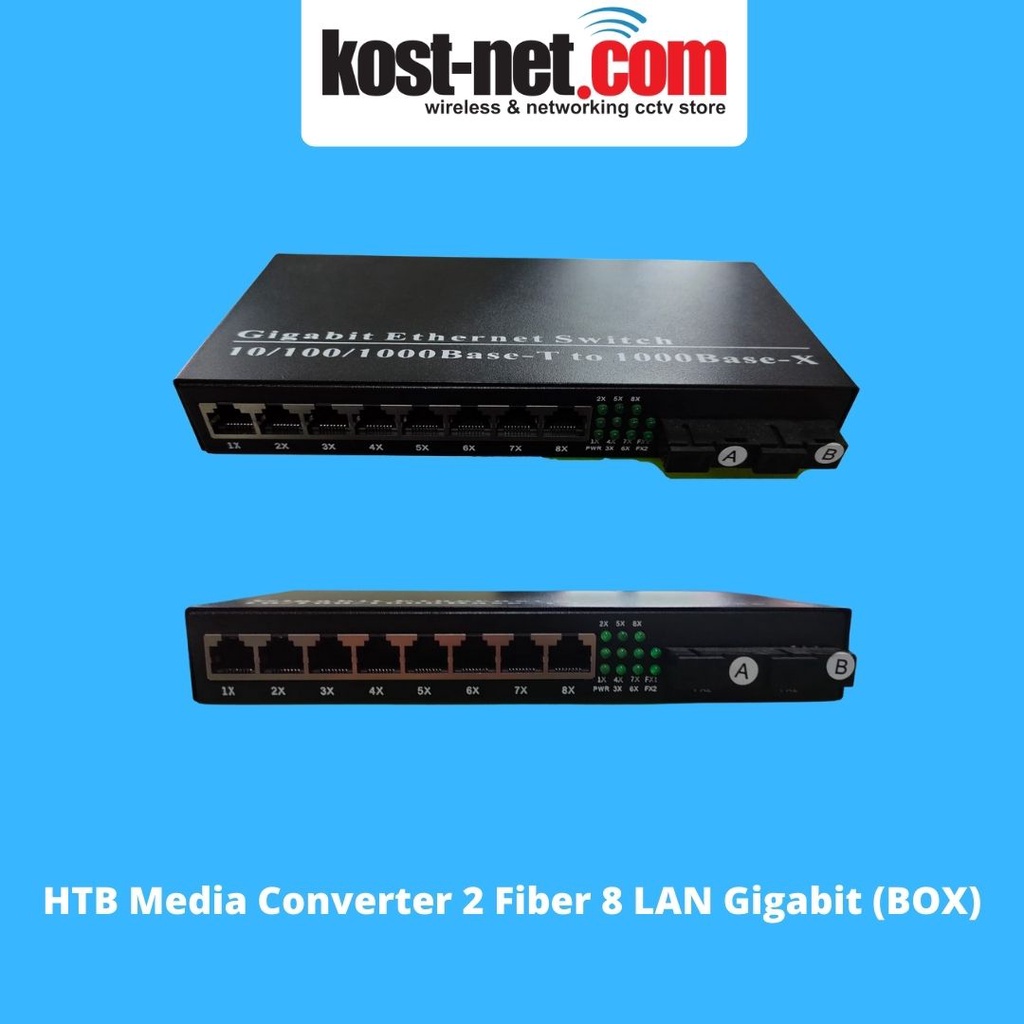HTB Media Converter 2 Fiber 8 LAN Gigabit (BOX)