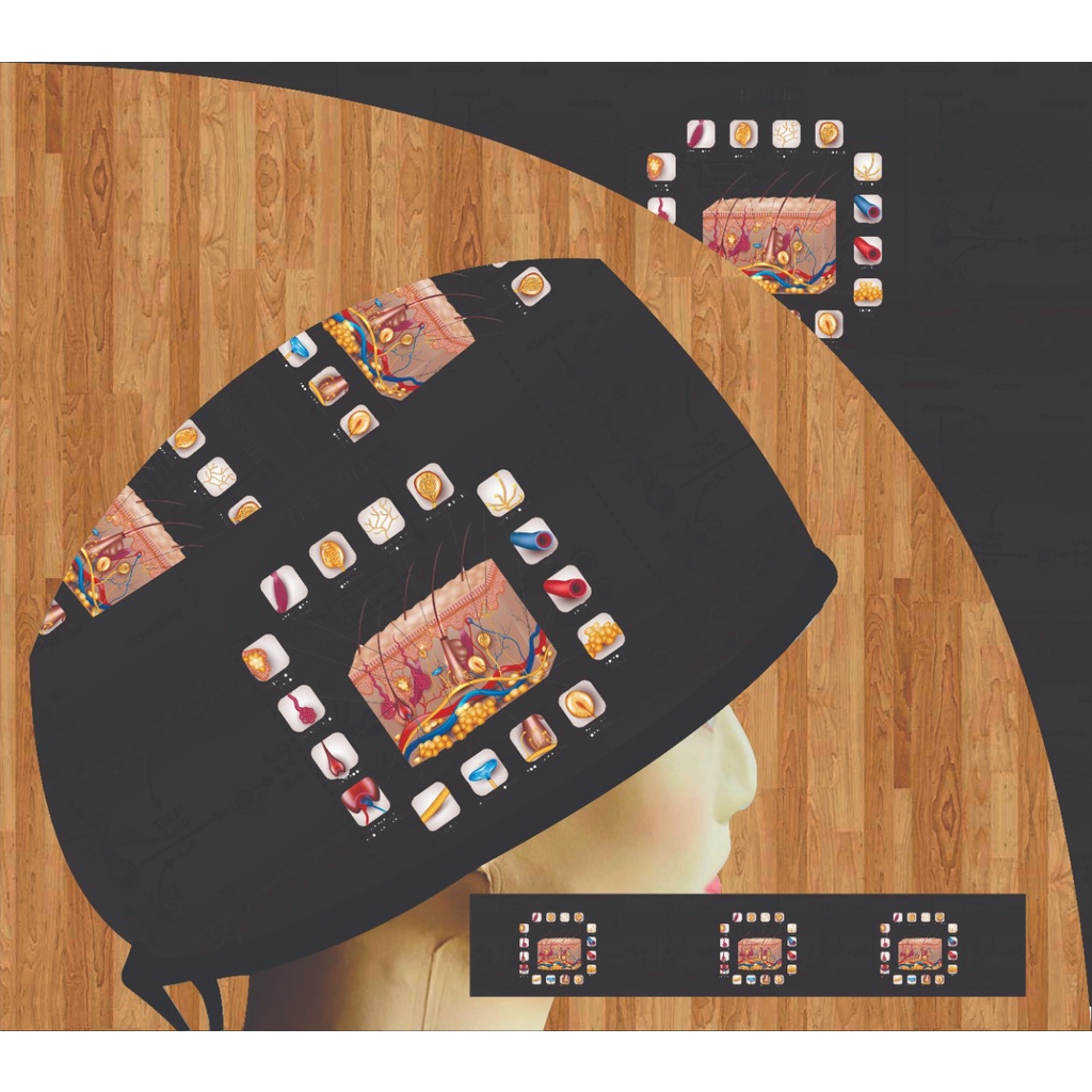 Head Cap /Topi Medis / Scrub Hat / Surgical Cap / Topi Dokter Custom Printing Motif Dermatologist Ku