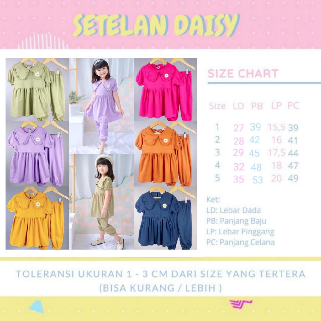 Setelan Anak Daisy Lucuna Original Kaos Super Premium Pakaian Anak Perempuan Best Seller