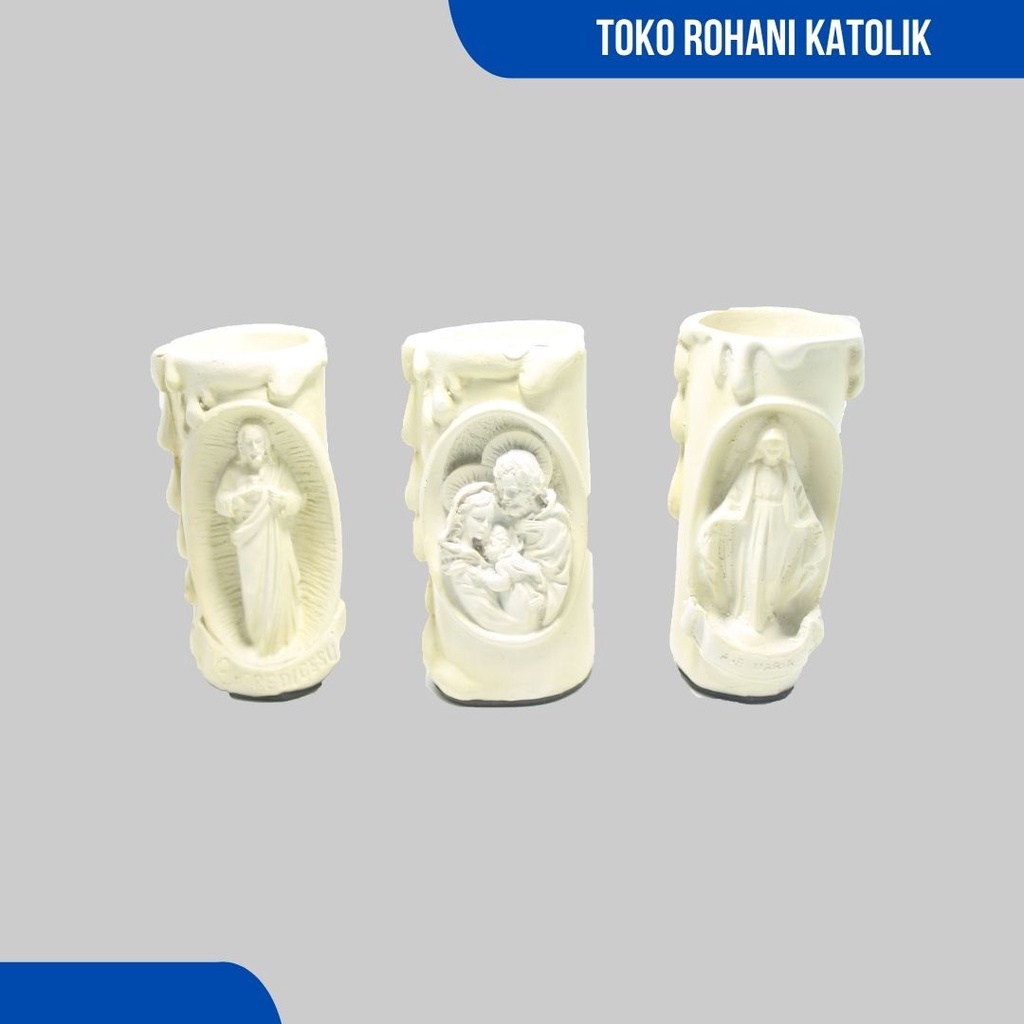 TEMPAT LILIN KATOLIK 10 CM (KREM) / TATAKAN LILIN DOA / LILIN ROHANI - MARIA / CHANDELIER