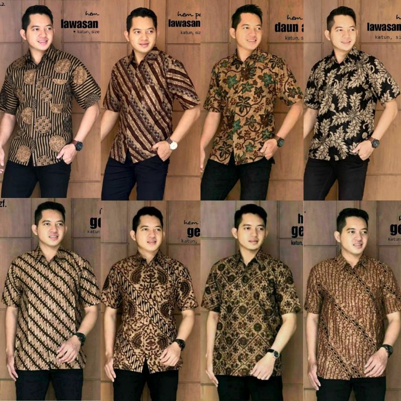 HEM, LENGAN PENDEK, BAJU BATIK, BATIK PEKALONGAN, ATASAN PRIA, SERAGAM