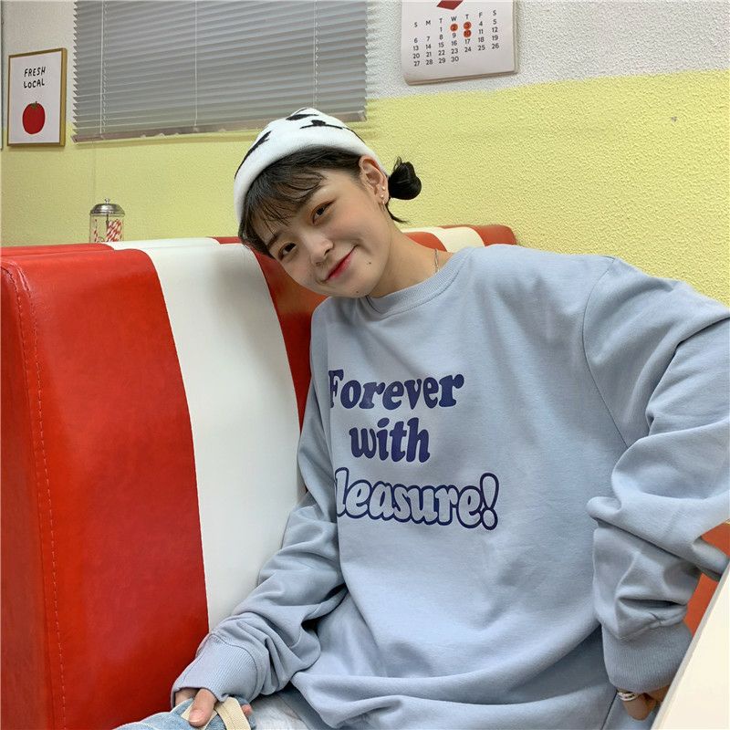 S - XXXXXL(6XL) Sweater Unisex FOREVER WITH PLEASURE Crewneck Fleece BIGSIZE Korean Style OVERSIZE Harajuku