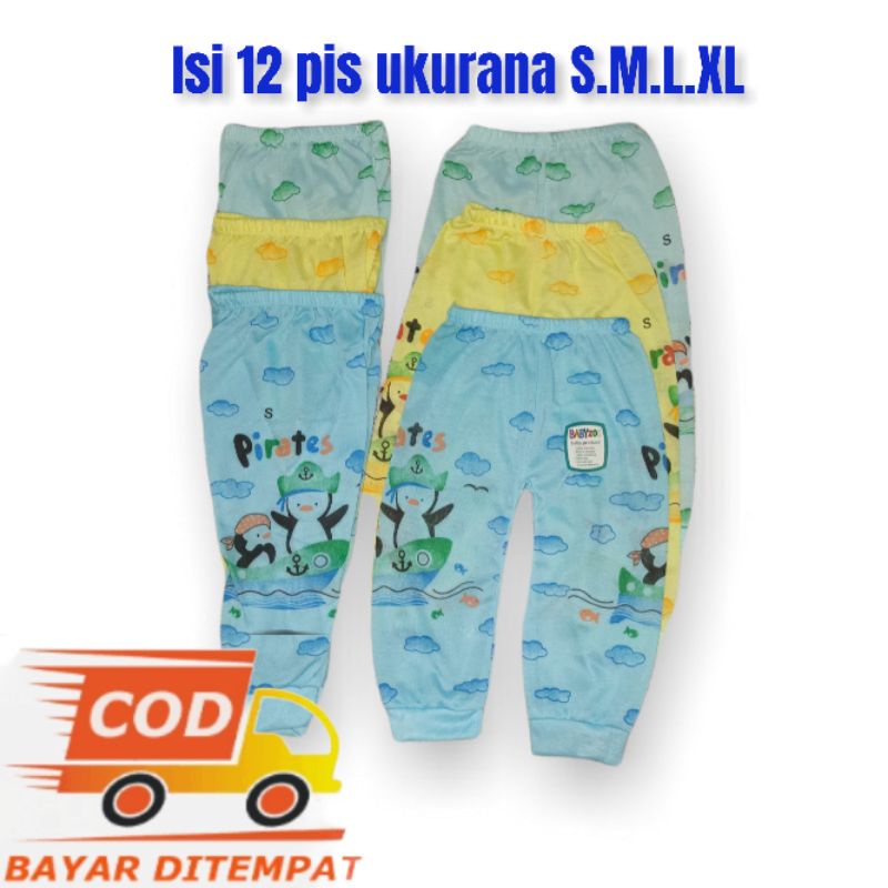 12 pis celana panjang bayi motip S.M.L.Xl (pinguin)