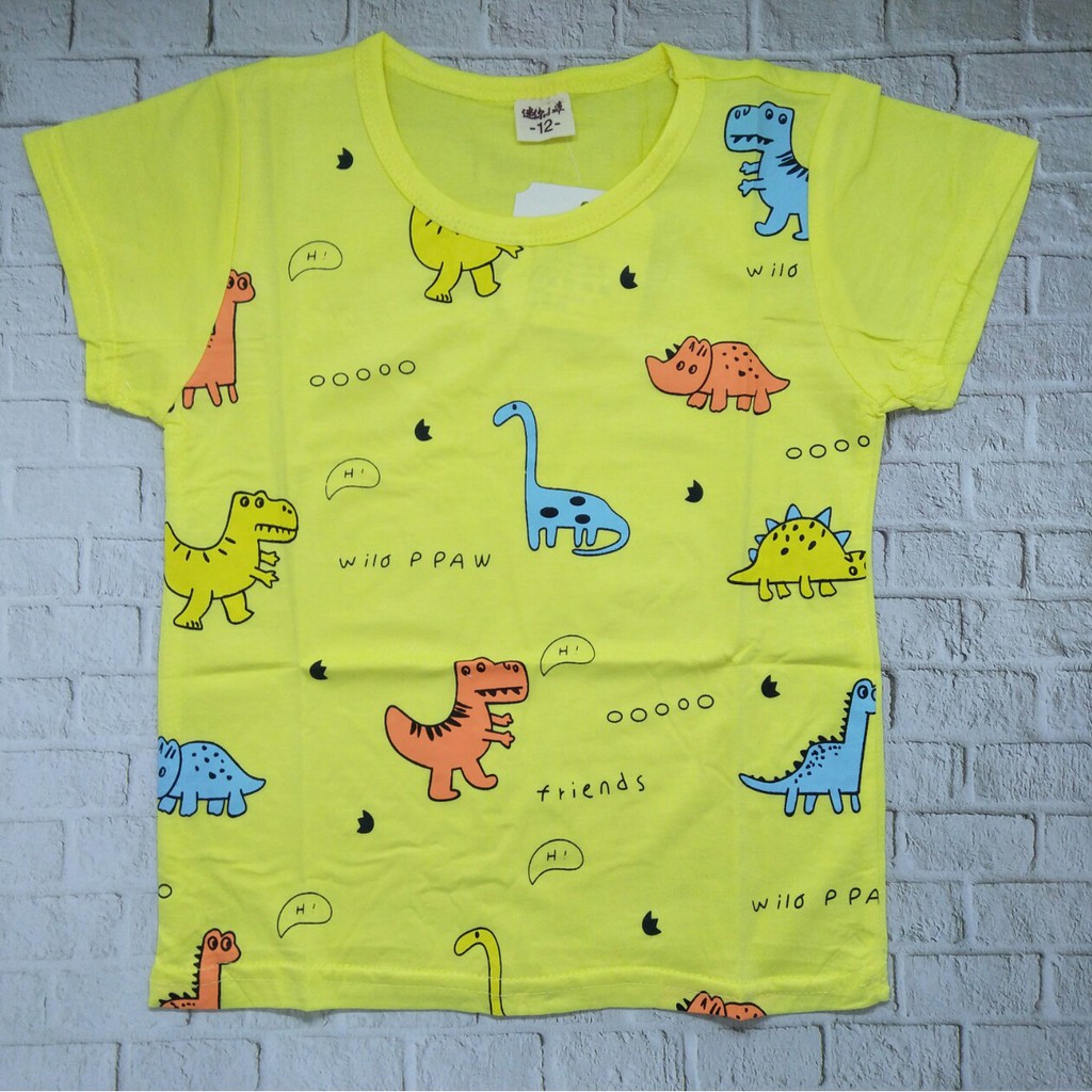 kaos anak laki laki unisex murah usia 1-5thn 100% import gambar dinosaurus - PPAW TSHU03