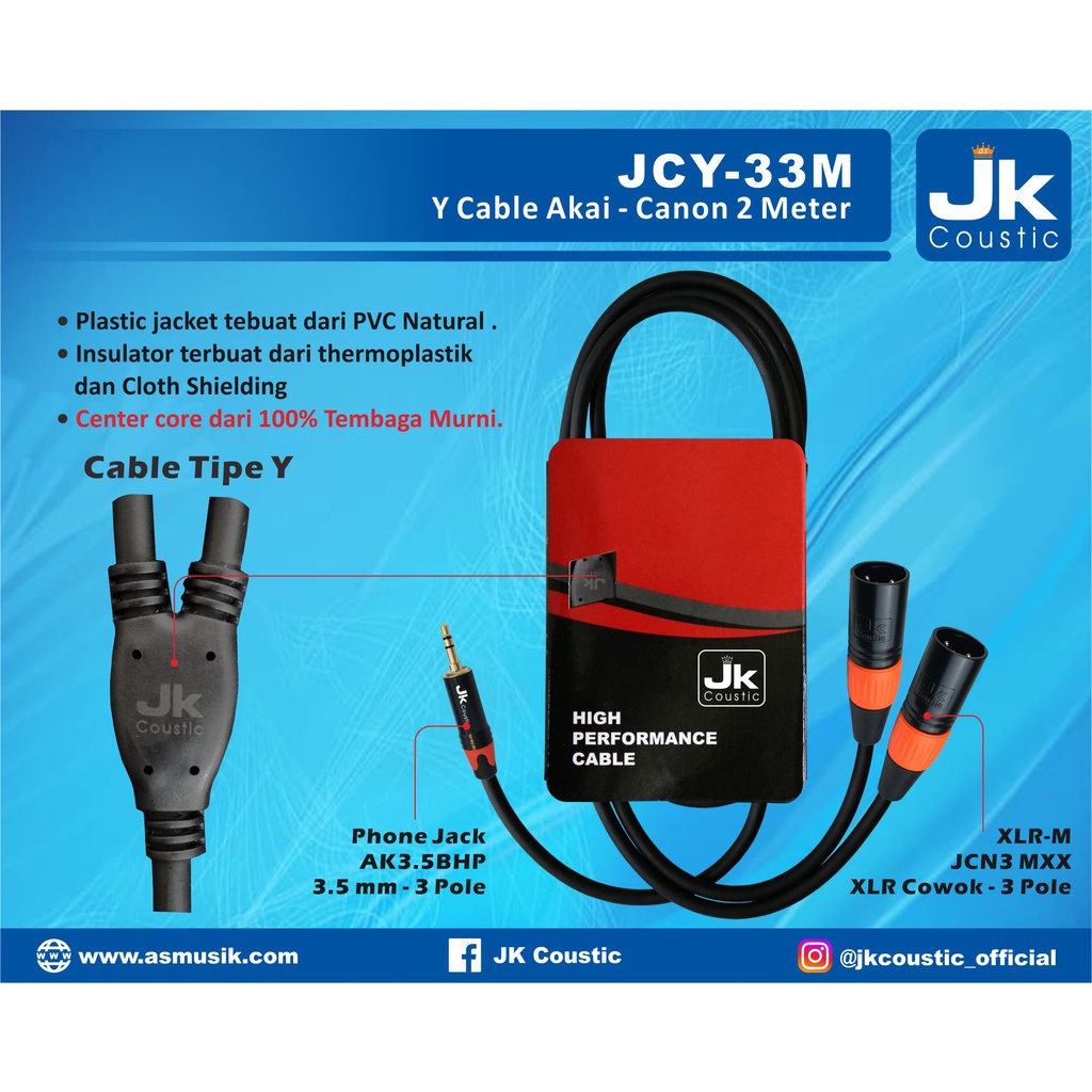 Kabel Aux Akai Male Jk Coustic JCY 33M