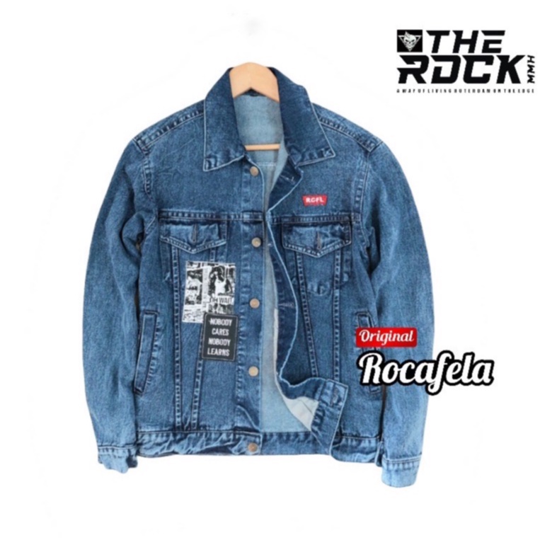 Jaket Jeans Rocafela Sahara | Jaket OVERSIZE Pria Wanita | JAKET JEANS WANITA PRIA TULISAN PREMIUM | Jaket Jeans Premium