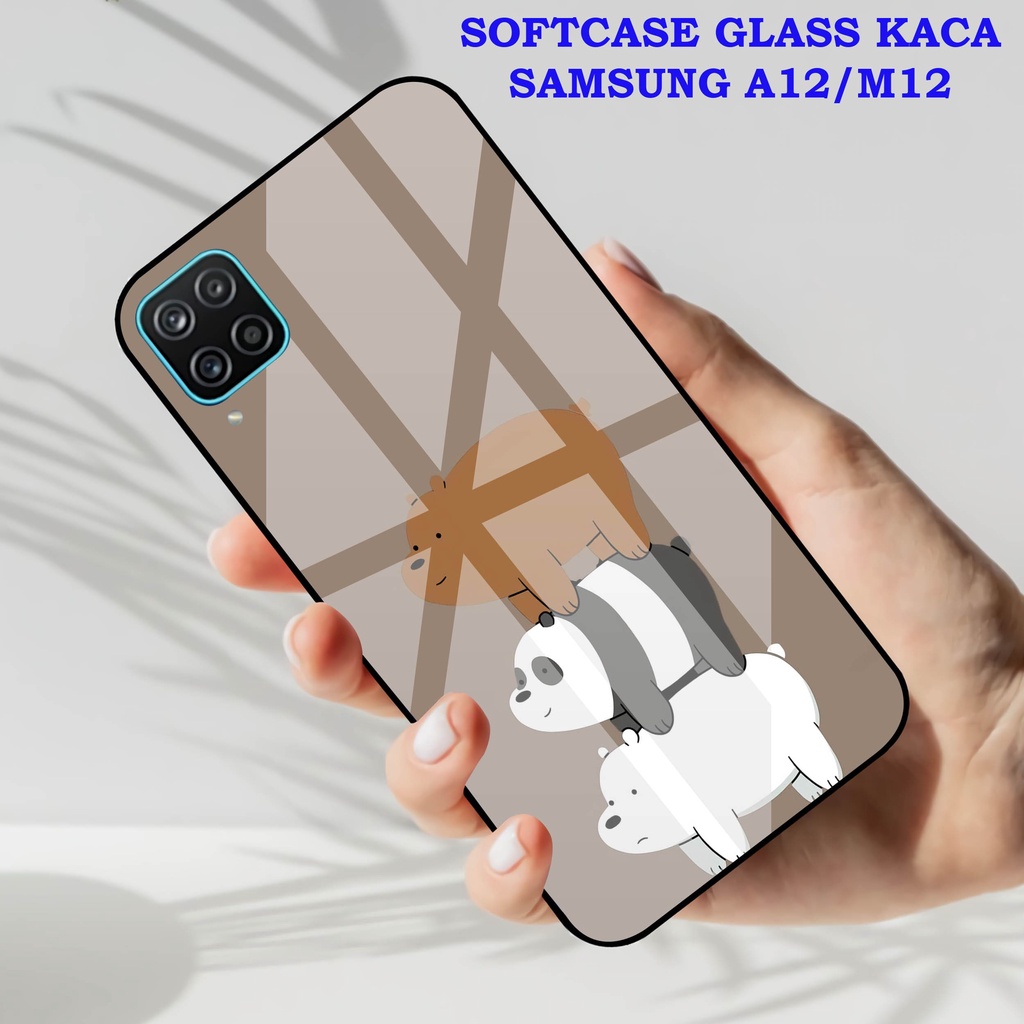 Softcase Glass Kaca SAMSUNG A12 - Case Hp Pelindung Handphone SAMSUNG M12 [ A48]