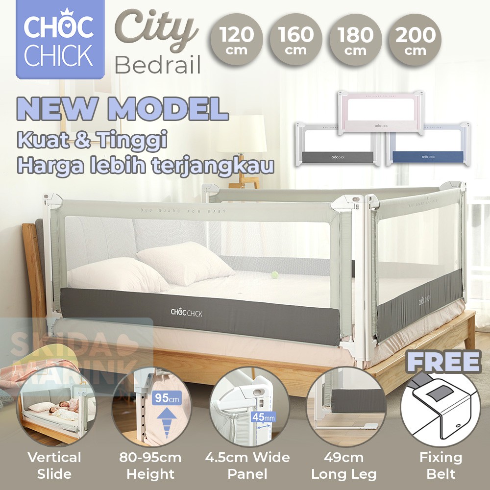 Bedrail Pagar Kasur Choc Chick ⭐️CITY⭐️ [200cm, 180cm, 160cm, 120cm] Strong &amp; Tall Kokoh Kuat