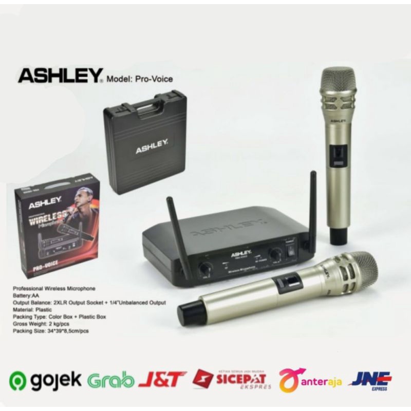 Mic Wireless Ashley Pro Voice Microphone Karaoke Original