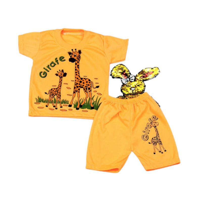 COD 1 STEL BAJU BAYI / BALITA TERBARU TERMURAH USIA 0-12 BULAN MOTIF JERAPAH LIBBABY.SHOP