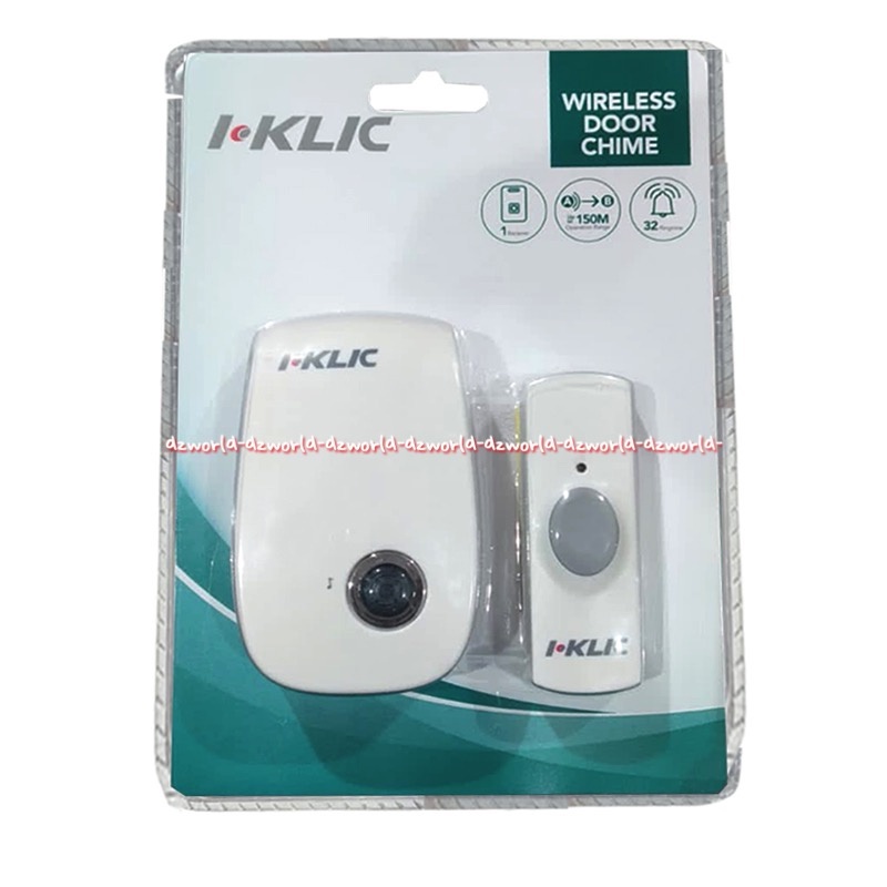 i-Klic Moztec Wireless Door Chime Bell Bel Tanpa Kabel Kotak Kecil Bel Pintu Wire Less Wairles Non Cable iklik iclick Jangkauan 150m 32ringtones Bel Pintu Wireles