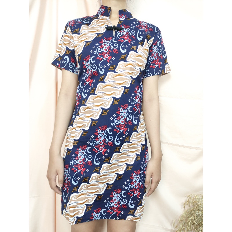 SB Collection Midi Dress Vivia Shortdress Casual Modern Batik Cheongsham Wanita