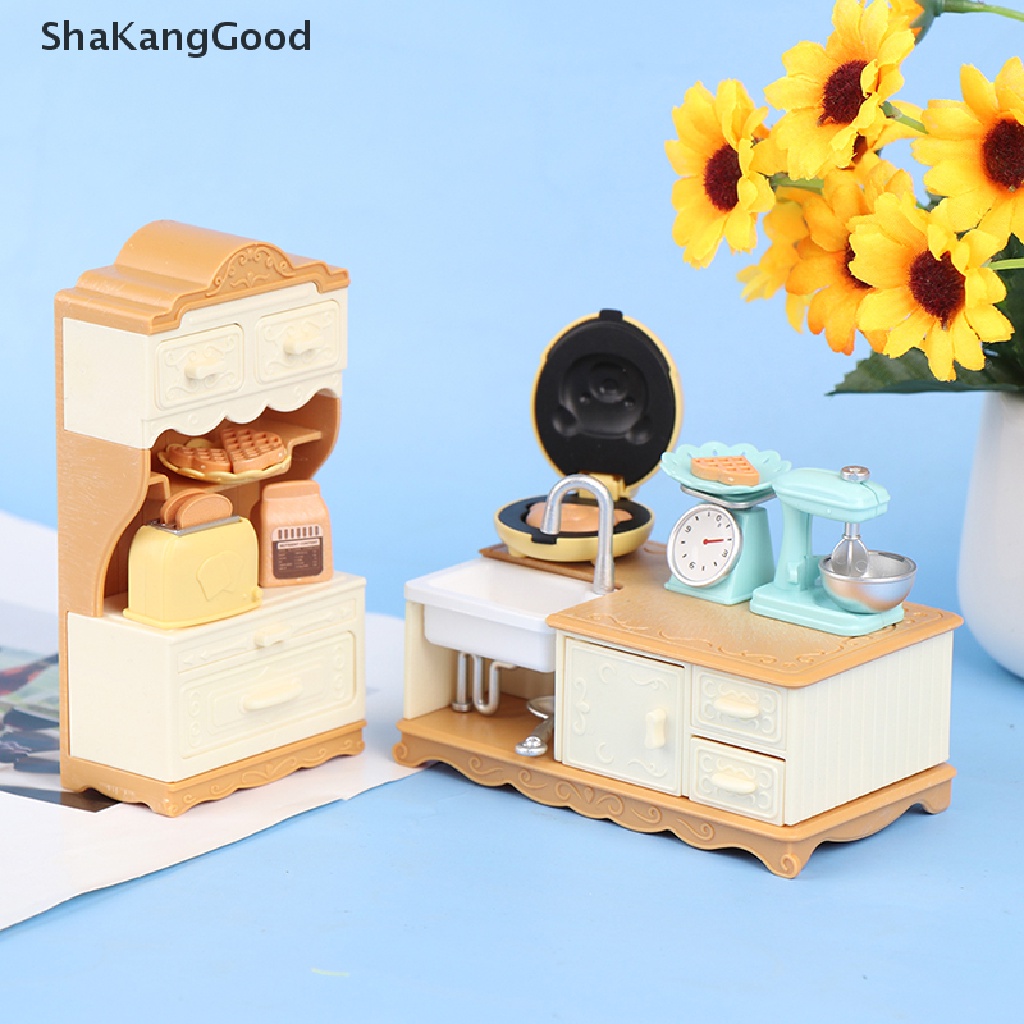 Skid Mainan Miniatur Meja Makan / Kabinet / Dapur Untuk Aksesoris Rumah Boneka