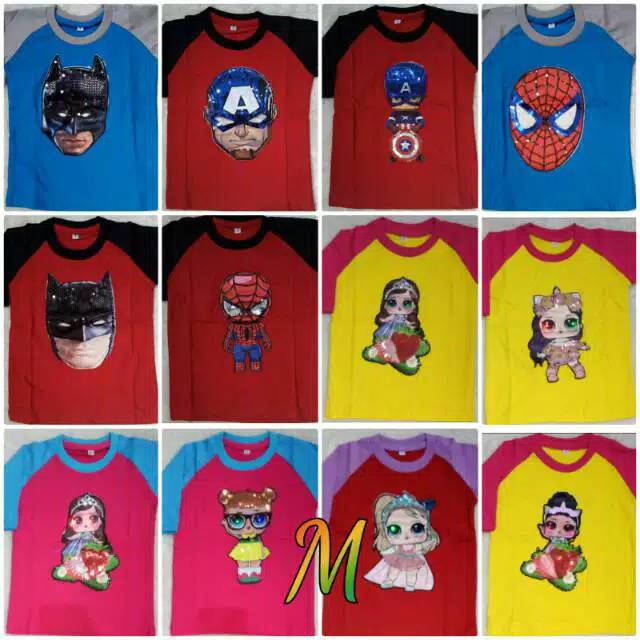 Kaos anak led musik 1-9 tahun raglan kombinasi 2 warna