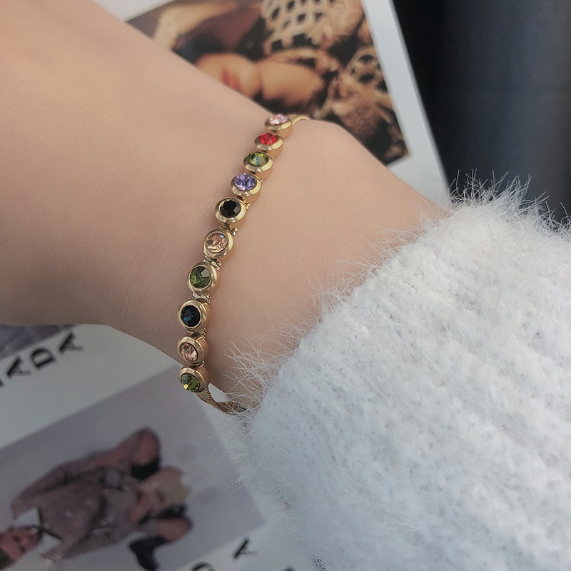 Gelang Tulang Ular Zirkon Kristal Warna-Warni Fashion Versi Korea