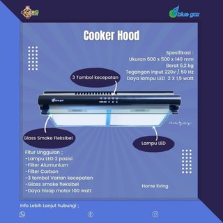 [ READY ] COOKER HOOD Blue Gaz  DENGAN 3  ARAH PEMBUANGAN ASAP SISA