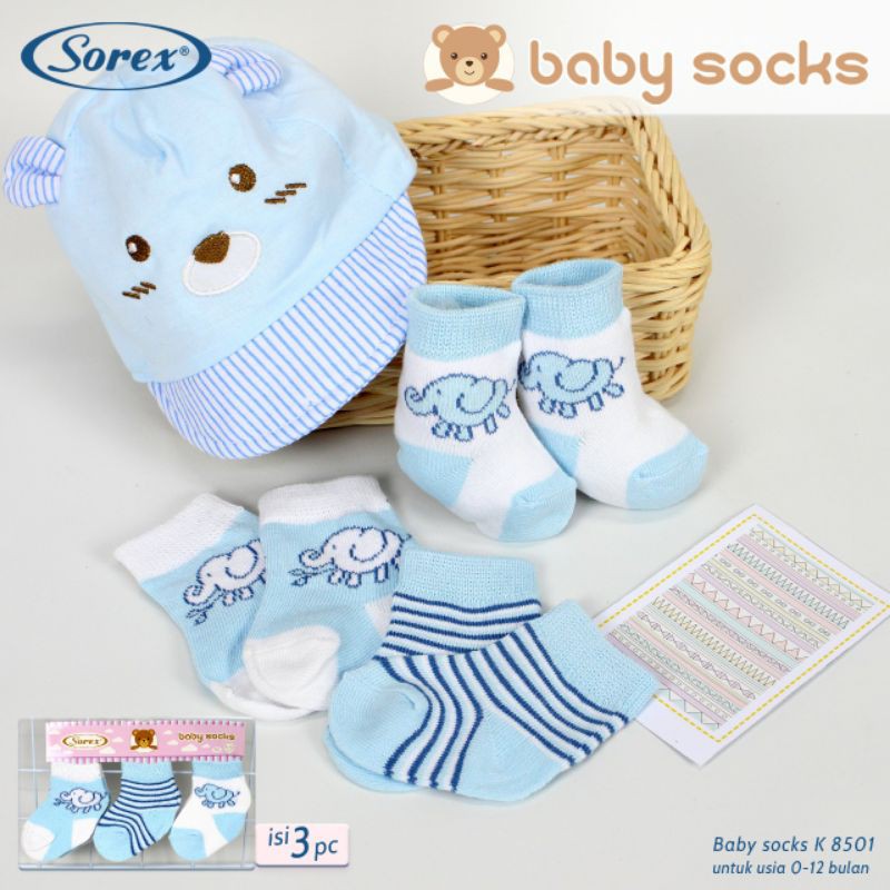 ISI 3PCS KAOS KAKI ANAK BAYI LAKI LAKI BABY SOCK SOREX K 8501