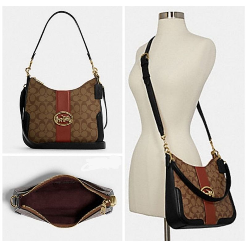 Tas Coach Authentic Original Georgie Hobo Signature Khaki Terracotta Multi i