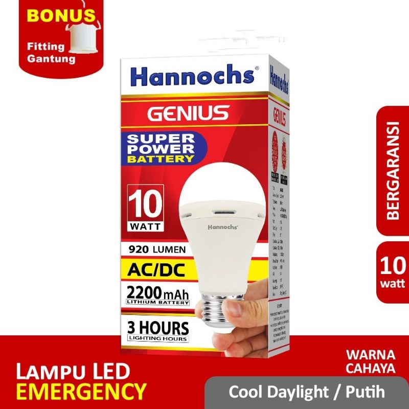 Lampu Emergency Hannoch AC/DC genius