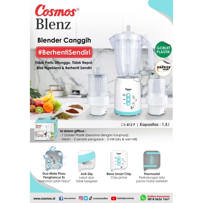 cosmos Blenz cb-812 P blender 1.5 liter safety lock /  blender cosmos cb812