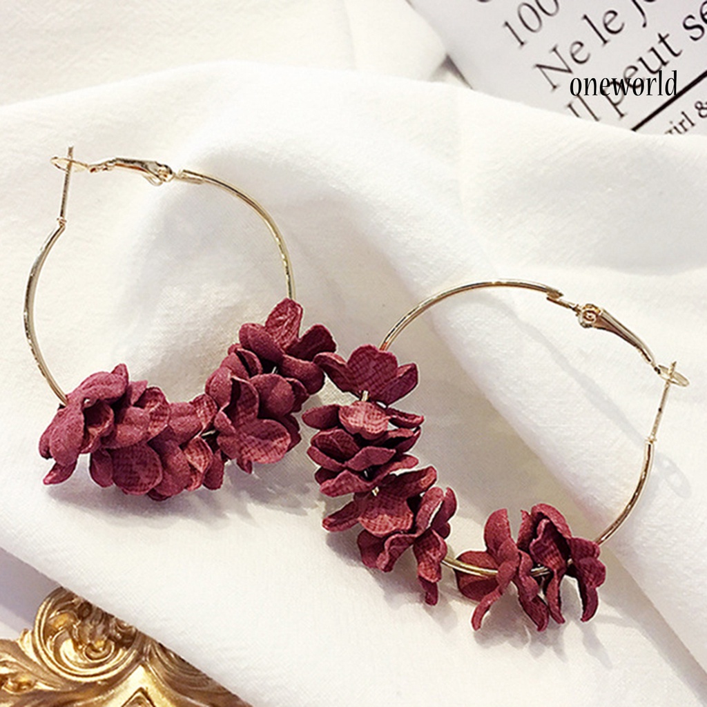 OW@ Earrings Elegant Exquisite Workmanship Big Hoop Metal Dangle Earrings for Wedding