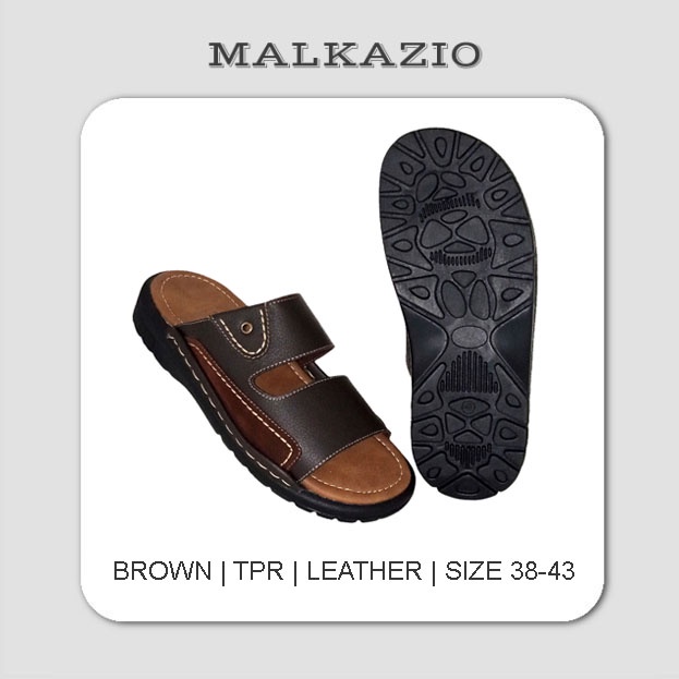 ORIGINAL &amp; Garansi | Sandal Pria Kulit Asli Dark Brown / Sendal Selop Bapak2