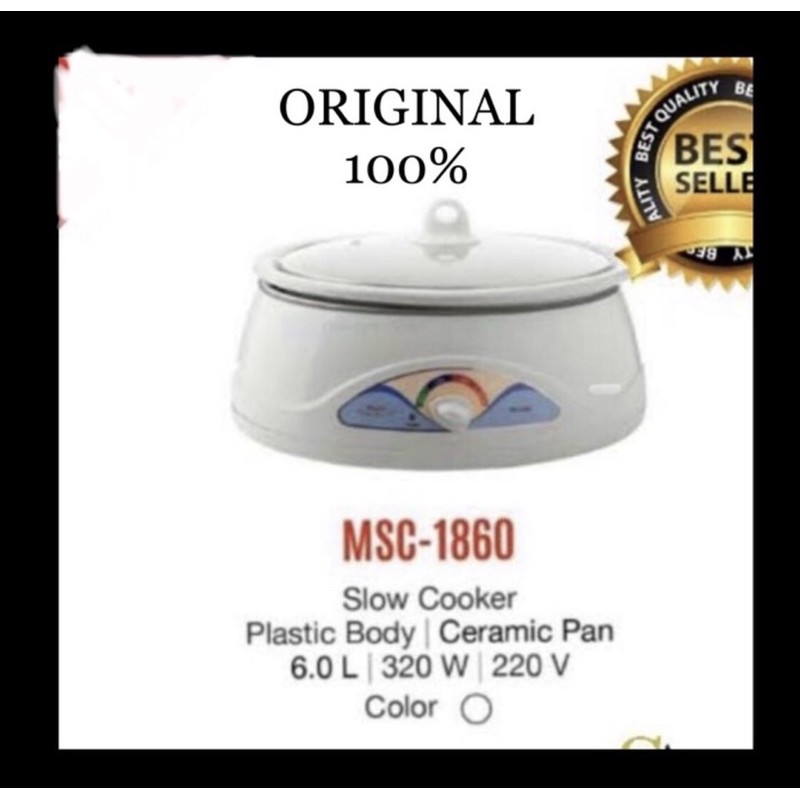 MASPION Slow Cooker MSC-1860 6Liter/Alat Masak Lambat MSC1860/Slow Cooker Maspion MSC 1860