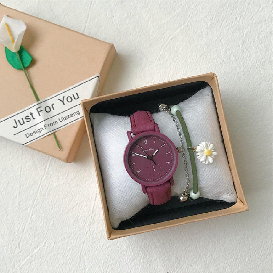 Jam Tangan Quartz Strap PU Analog Casual Gaya Retro Wanita & Pria Ulzzang Watch Korean Fashion JF083-MERAH