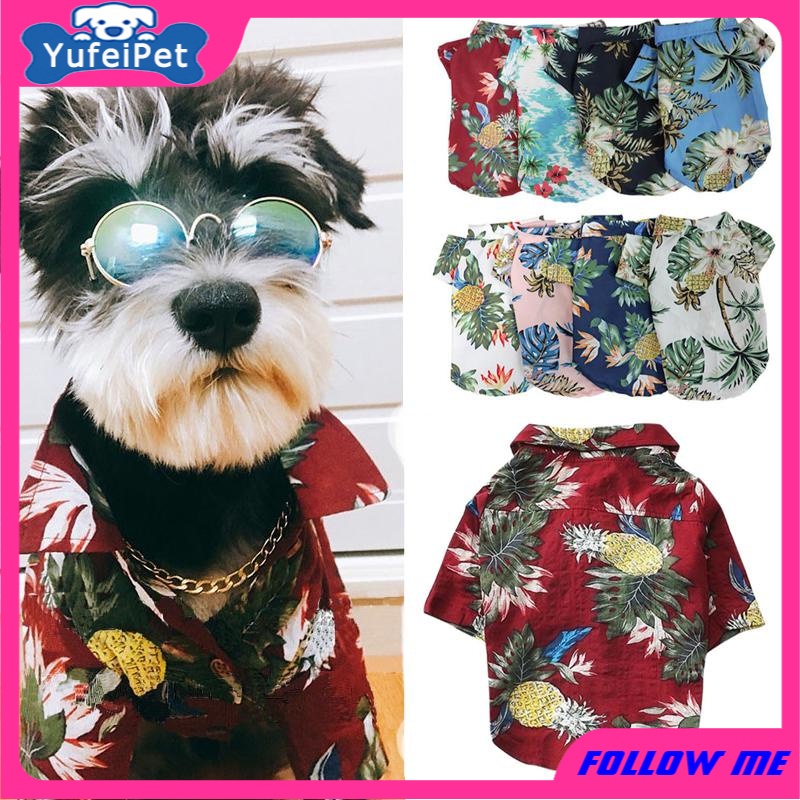 Baju Anjing Motif Print Hawaii Bahan Polyester Untuk Musim Panas