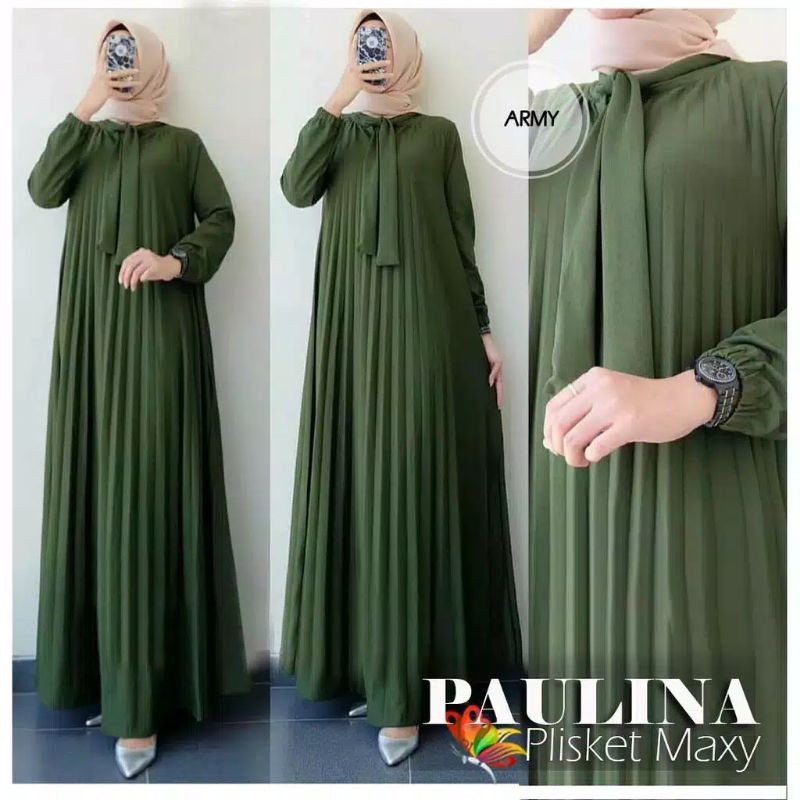 Gamis Plisket Leher Pita / Gamis Plisket Jumbo