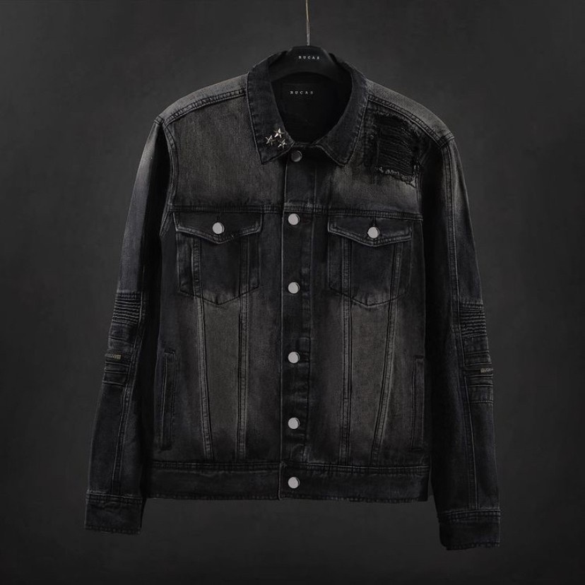 RUCAS JADE BLACK BIKER DENIM JACKET M L XL ORIGINAL RUCASCO JAKET