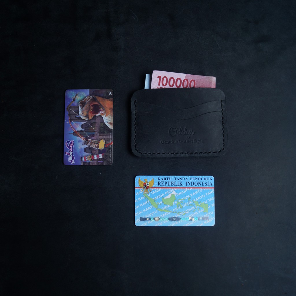 CANYON Crazy Horse Leather Card Holder in Black - Dompet Kartu Kulit Asli