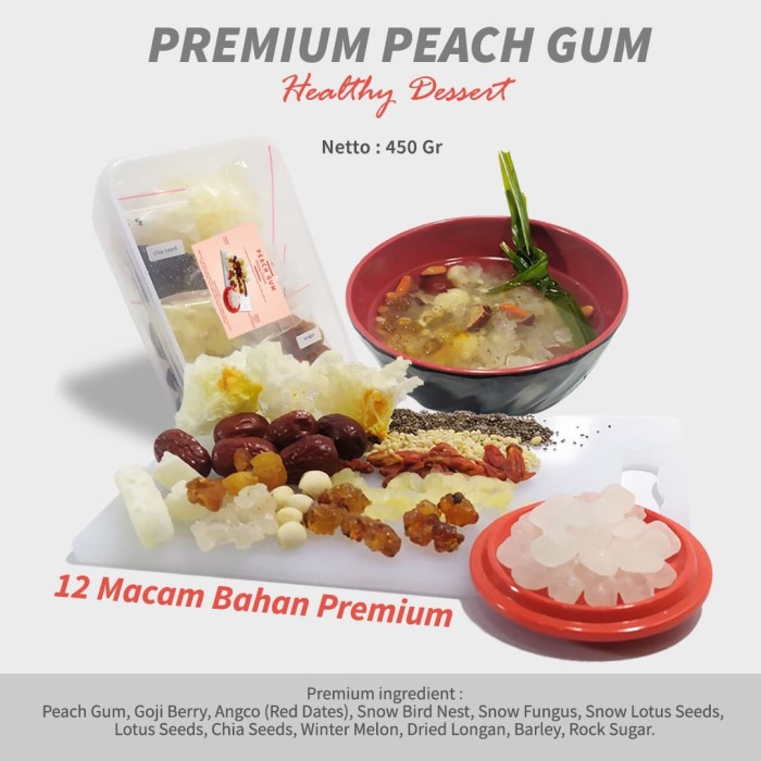 

peach gum collagen dessert Premium paket komplit 12 bahan porsi Family (BERKUALITAS)