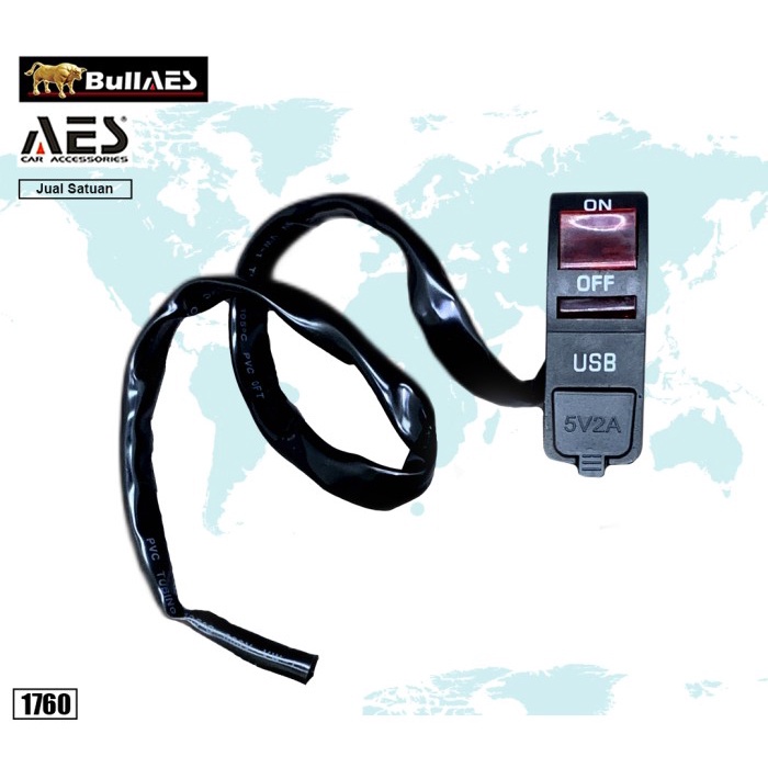 Saklar stang Motor On/Off + USB CHARGER INDIKATOR LED