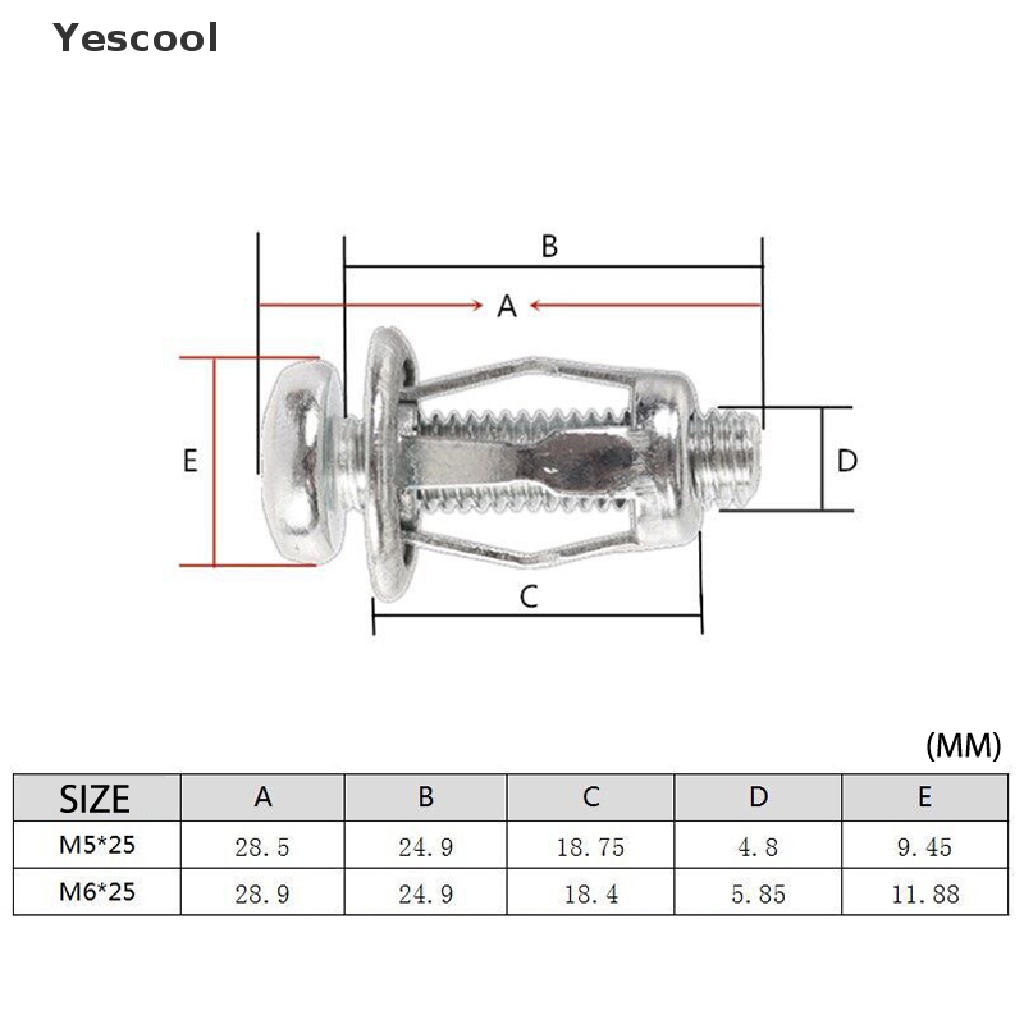 Yescool 10pcs Sekrup M5 / M6 Bahan Metal Untuk Dinding Besi