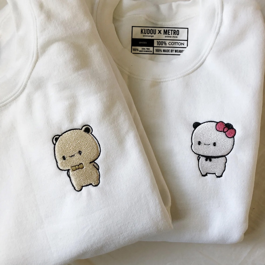 Crewneck Bear Panda Couple Embroidery We Bare Bears Cute Premium Unisex