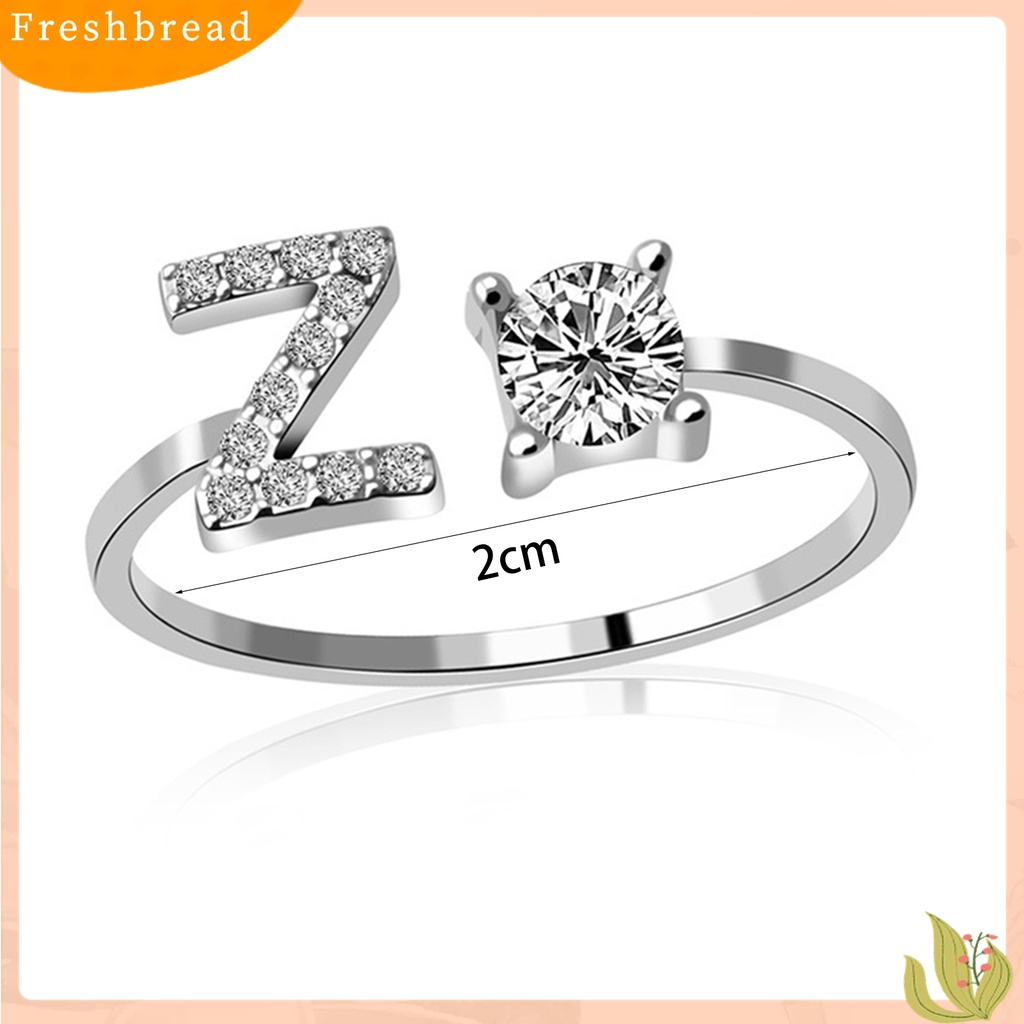 Fresh| Cincin Model Terbuka Adjustable Desain Alfabet Warna Silver Untuk Wanita