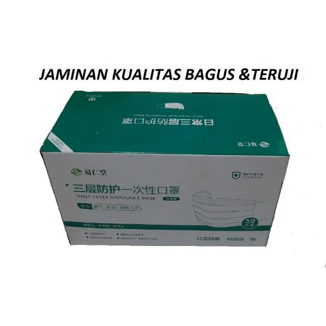 ISI 1 PCS MASKER EARLOOP 3 ply GRADE KUALITAS BAGUS TERUJI KESEHATAN SEKELAS SENSI