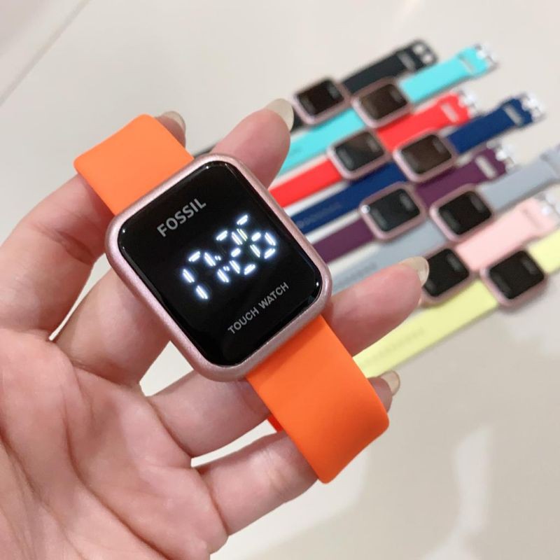 Jam Tangan Wanita/Cewek Foss Kotak Digital Led Rubber