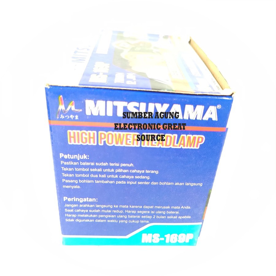 MS169P Mitsuyama Senter Kepala 20W Bonus Bolam 7W Ring 50 Water Resist