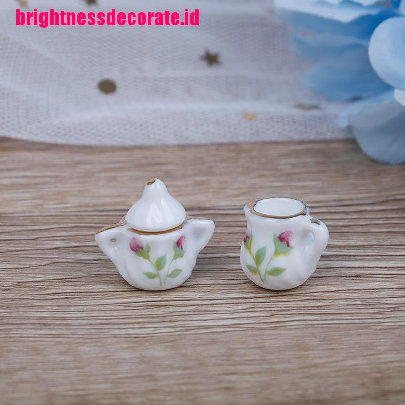 BrightID 15Pcs 1:12 Dollhouse miniature tableware porcelain ceramic coffee tea cups set