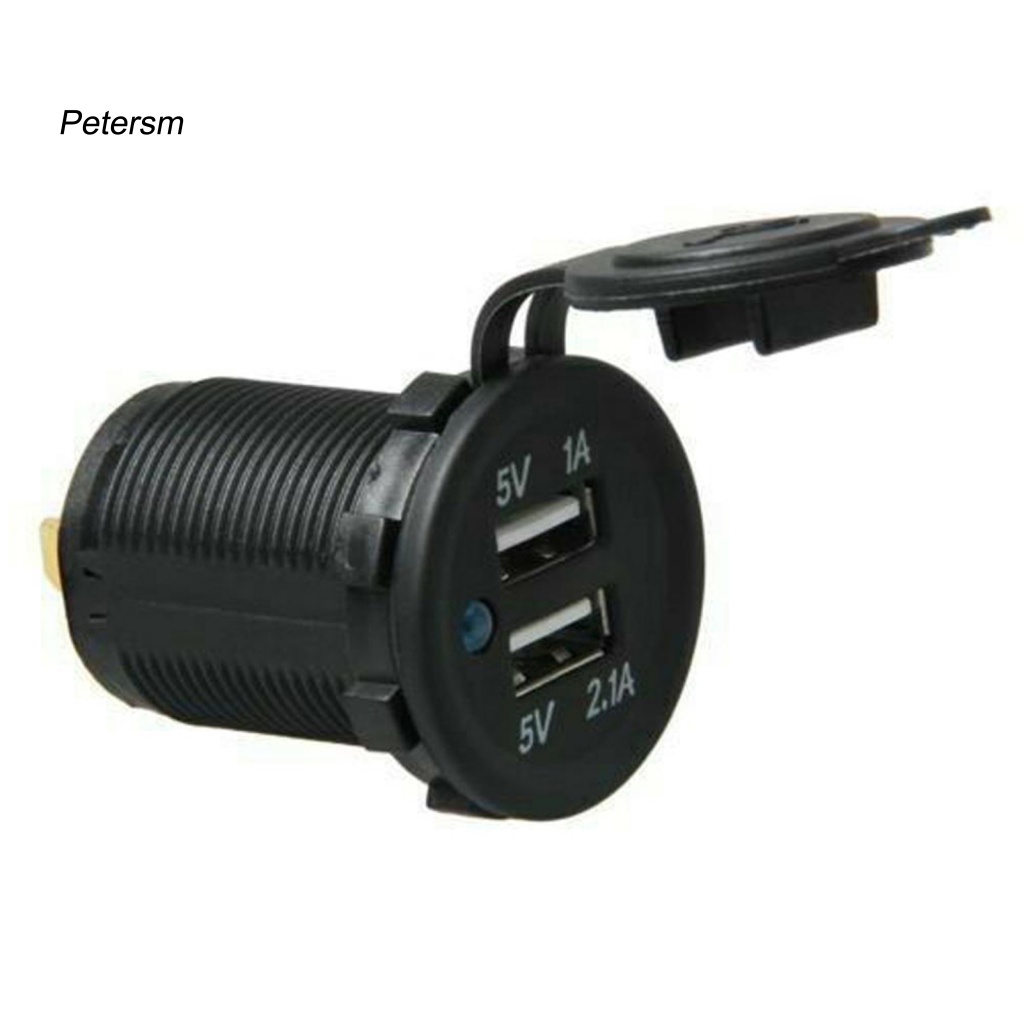 Power Adapter Charger Dual Port USB 5V 3.1A Bahan Pp Untuk Motor / Mobil