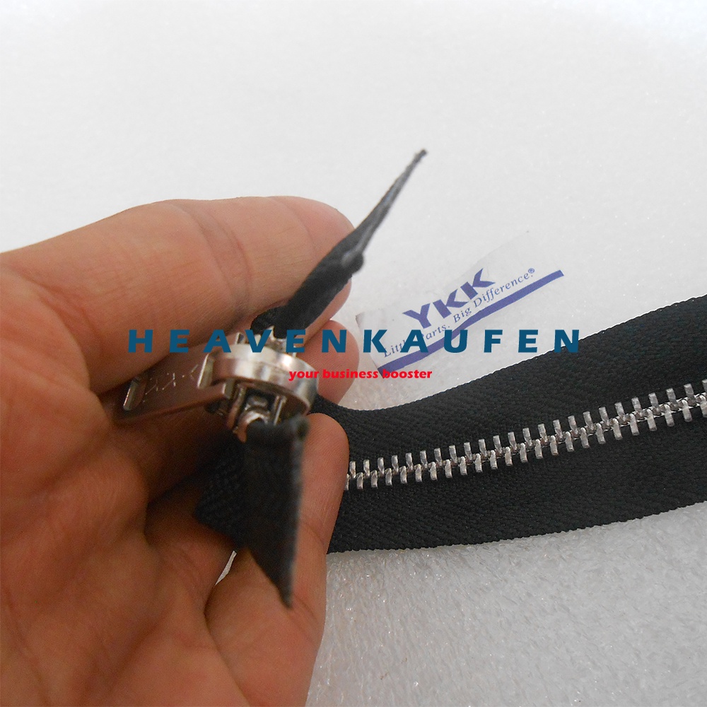 Resleting Zipper Jaket Open End YKK 95 cm Gigi Besi Hitam - Silver Bolak Balik