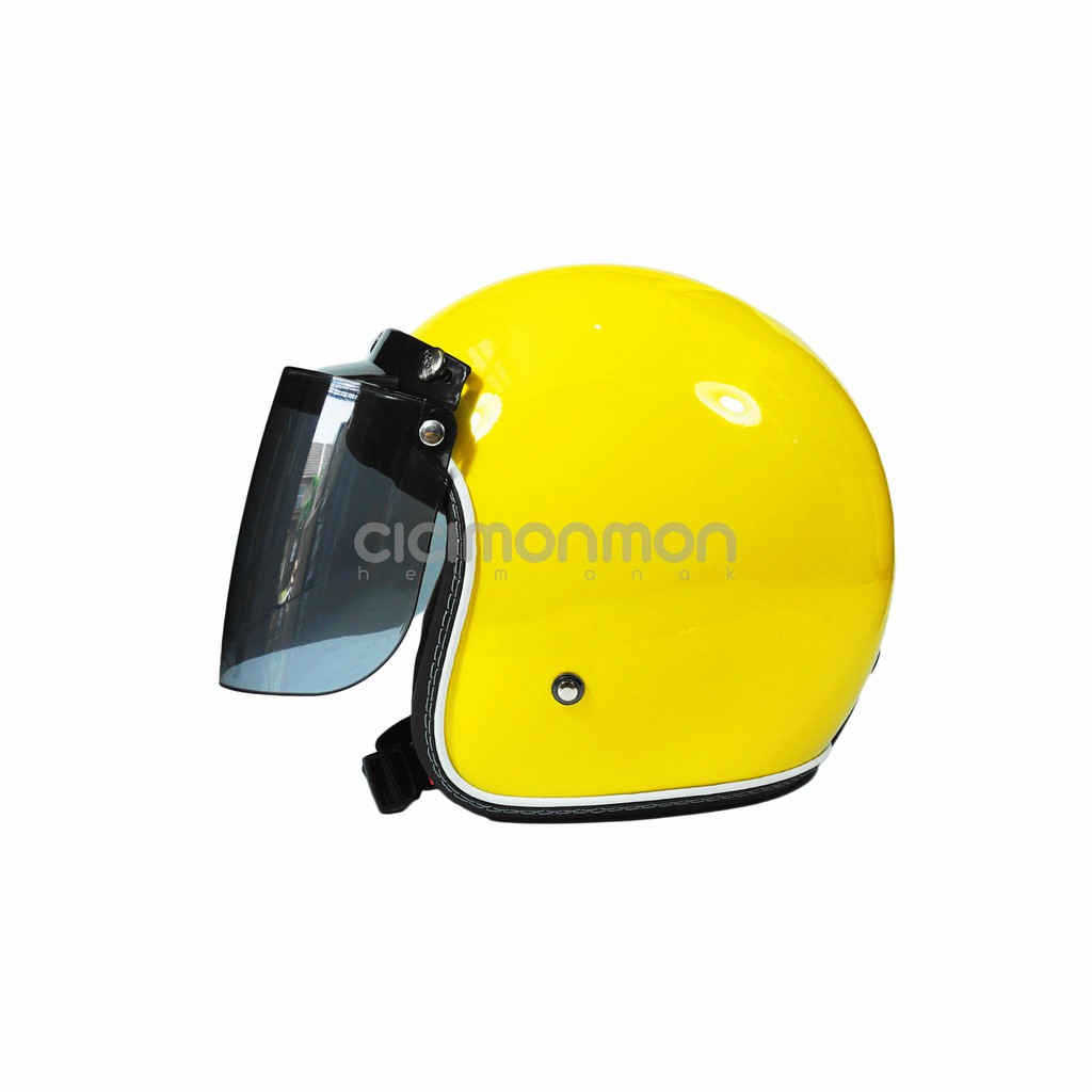 DIN Helm Standart Dewasa Retro Bogo Colorfull Korean Style SNI Kuning Glossy